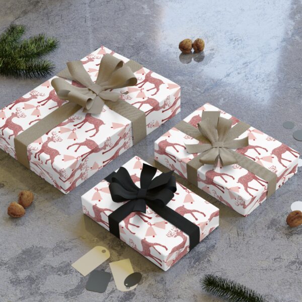 Pink Reindeer Christmas Gift Wrapping Paper - Image 8