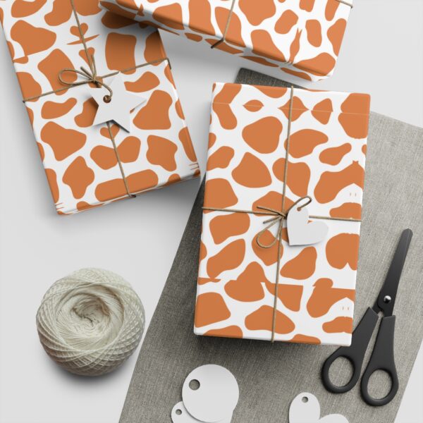 Savannah Chic Animal Print Orange White Gift Wrapping Paper - Image 4