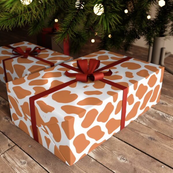 Savannah Chic Animal Print Orange White Gift Wrapping Paper - Image 2