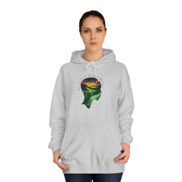 The Here for the Journey, Not Just the Destination www.iantfinds.com Unisex Hooded Sweatshirt combines cozy warmth, durable quality, and empowering style.