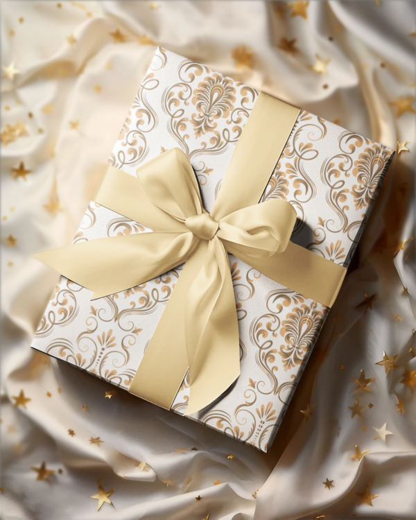 Make every gift a masterpiece with our Opulent Gold Gift Wrapping Paper. Custom-printed on premium-quality 95gsm satin-finish paper, this luxurious wrapping paper features stunning gold accents and intricate designs that exude elegance and sophistication.