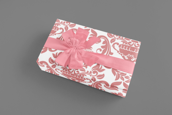 Pink gift wrapping paper, luxury wrapping paper, elegant gift wrap, premium wrapping paper, recyclable wrapping paper, satin-finish gift wrap,