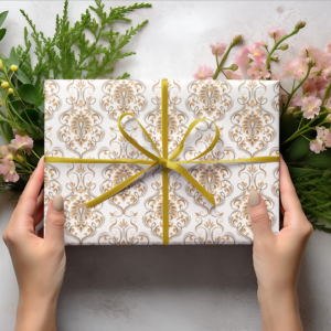 Elevate your gift-giving with our Opulent Gold Gift Wrapping Paper, featuring intricate gold designs on premium satin-finish paper. Eco-friendly, versatile, and perfect for adding elegance to any occasion.